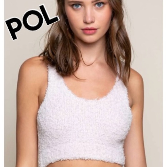 POL FUZZY POWDER PINK WIDE BAND CROPPED TANK TOP SIZE LARGE NWOT - Picture 1 of 10